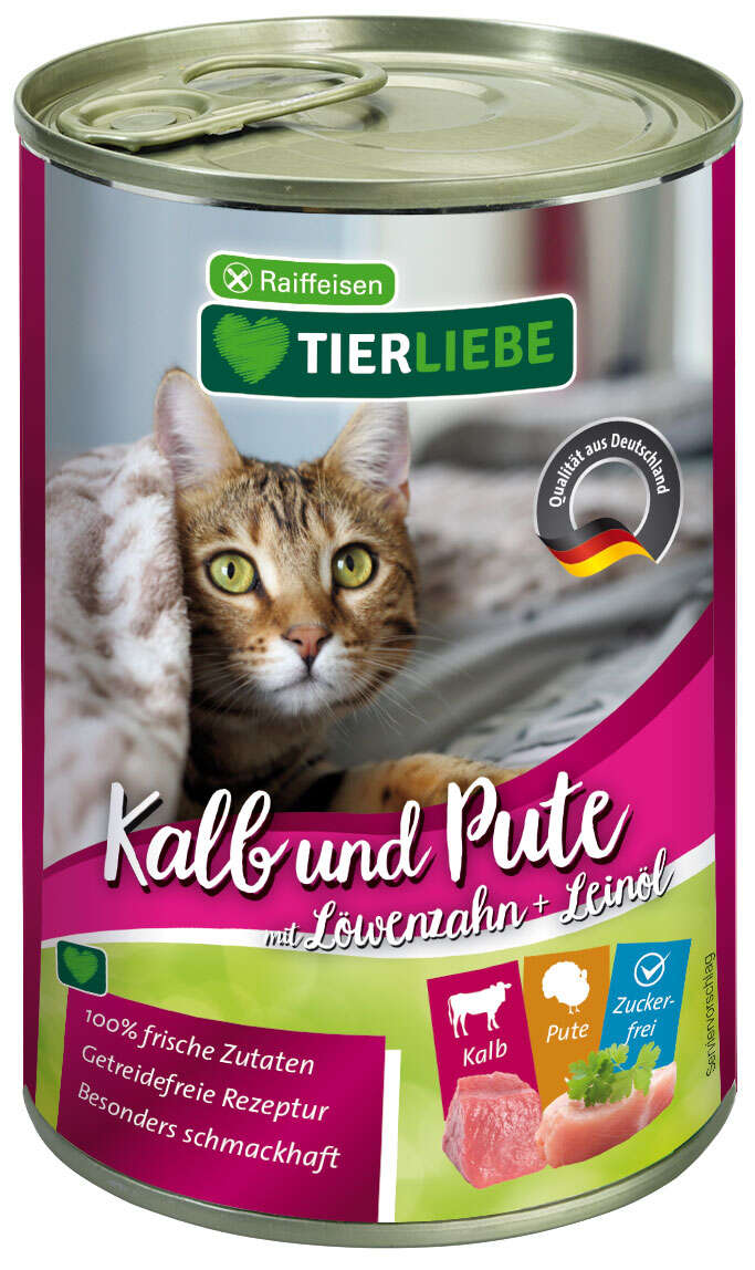 TIERLIEBE Katzen-Nassfutter Kalb und Pute